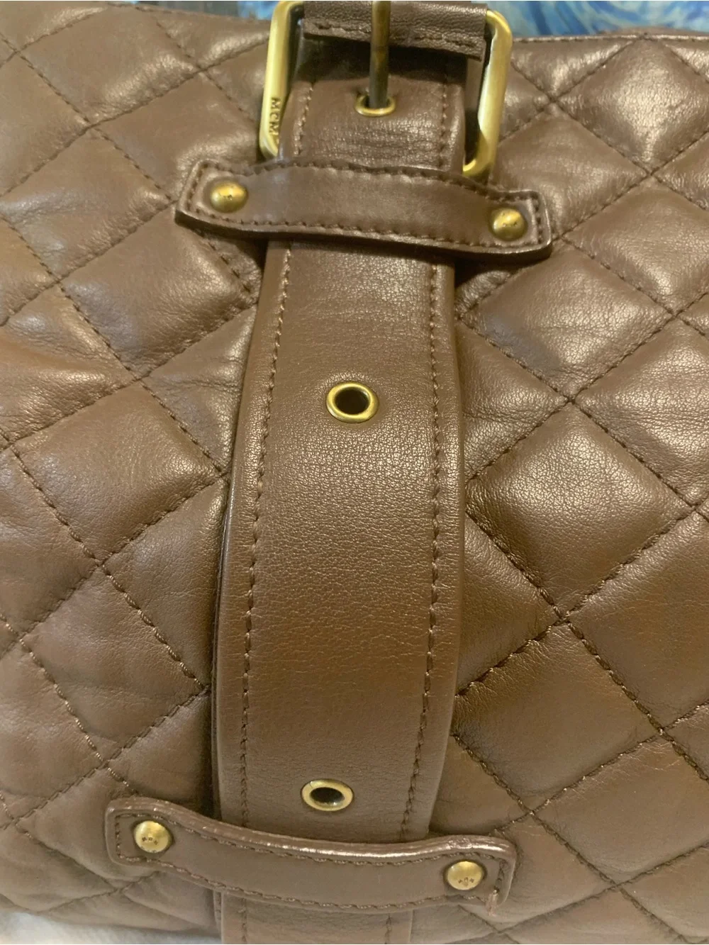 MCM Quilted Brown Leather Shoulder Bag Limited Edition - Picture 4 of 16
